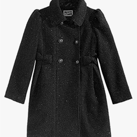 Rothschild Girls' Black Double-Breasted Pea Coat